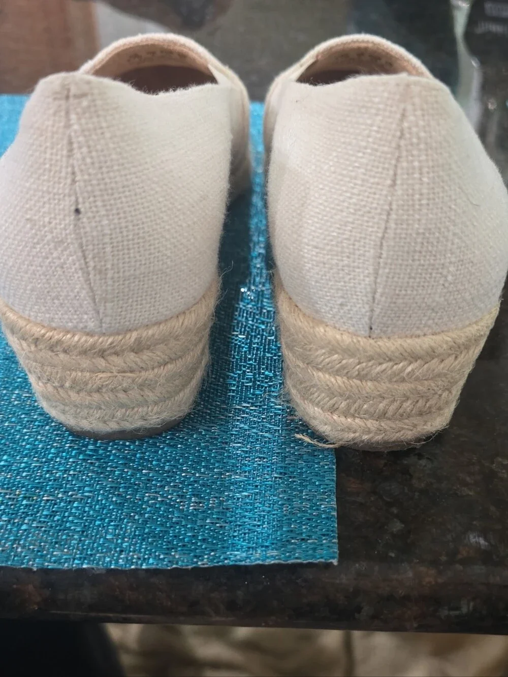 Life Stride Cream Canvas Espadrille Wedge Slip-On Shoes